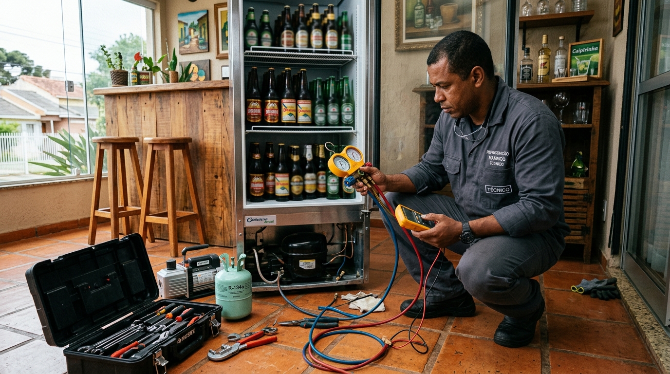 Técnico de conserto de cervejeira em residência em Praia Grande‑SP